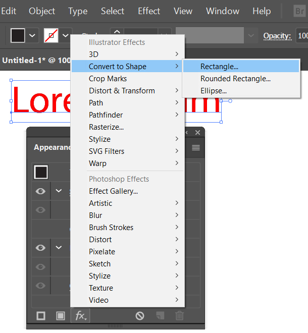 Add new effect to text in illustrator